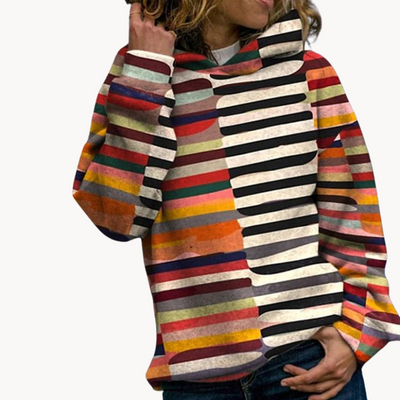 Jitka | Trendy mehrfarbiger Damen-Kapuzenpullover