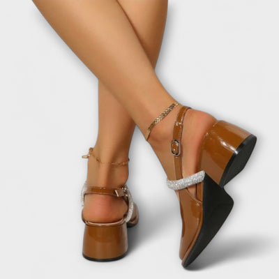 Celandra - Mary Janes mit Glitzer-Riemen und Blockabsatz