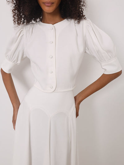 Sandra | Lola Knopfleisten-Tagesbluse | Weiß