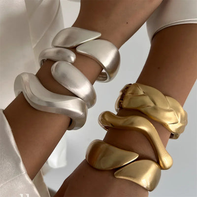 Stilvolle Vintage Damen Armreif Geometrisch Golden Silber