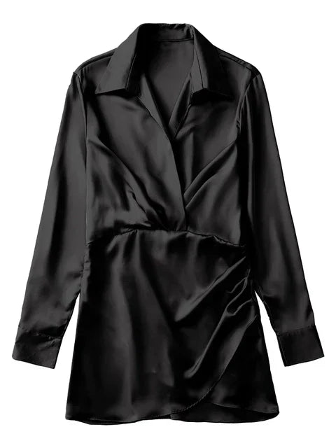 Sabine | Satin Abendkleid mit V Ausschnitt