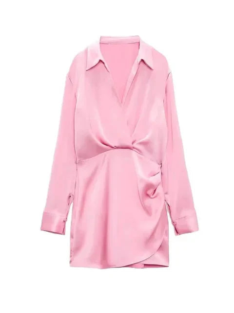 Sabine | Satin Abendkleid mit V Ausschnitt