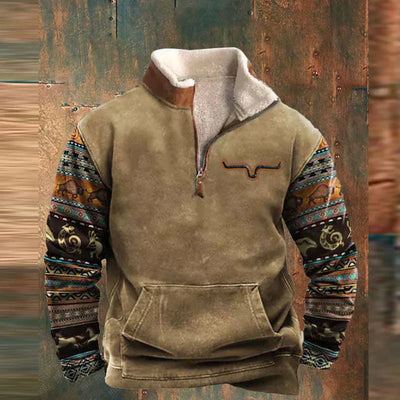 Herren-Pullover mit viertel Zip-Up