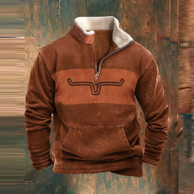 Herren-Pullover mit viertel Zip-Up