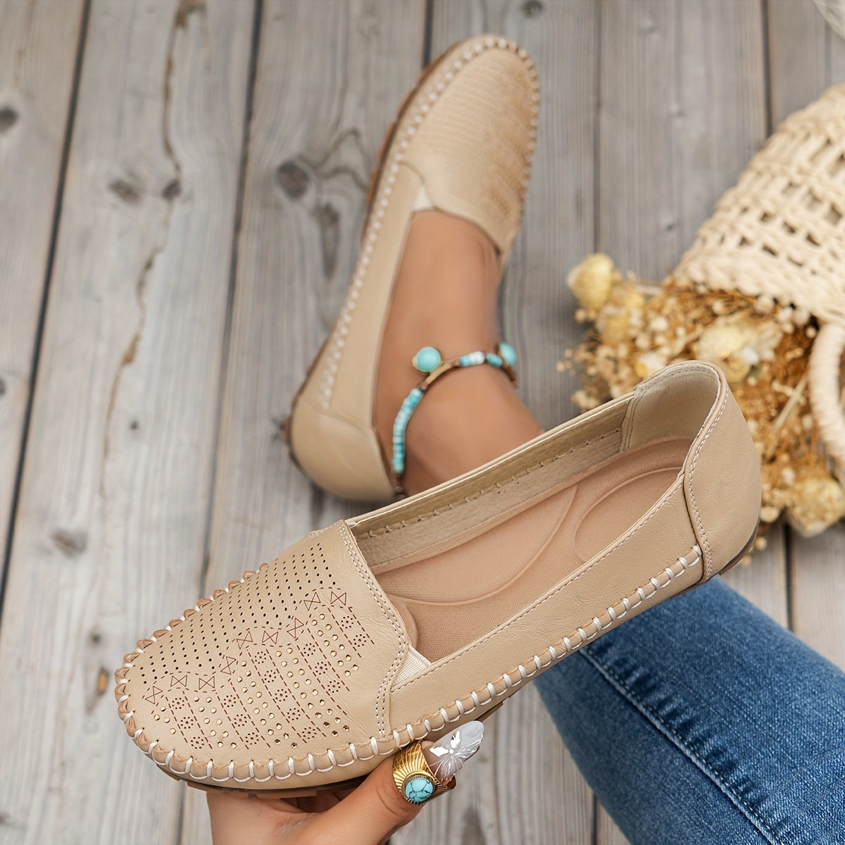 Vintellea™ – Elegante Damen Loafer mit Retro Perforation