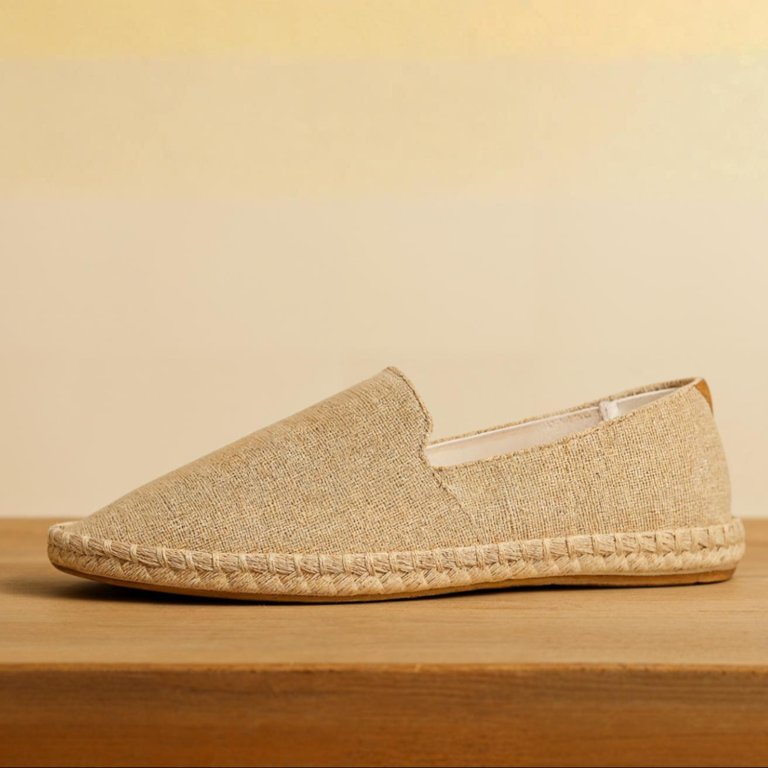 Arden™ Unisex Espadrille Beige – Bequeme Leinenslipper mit Handgenähter Juteschnur