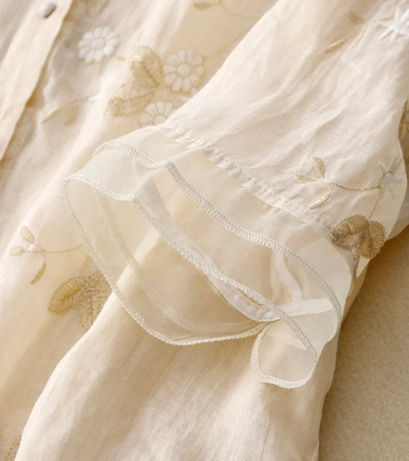 Besticktes Vintage Damen Hemd