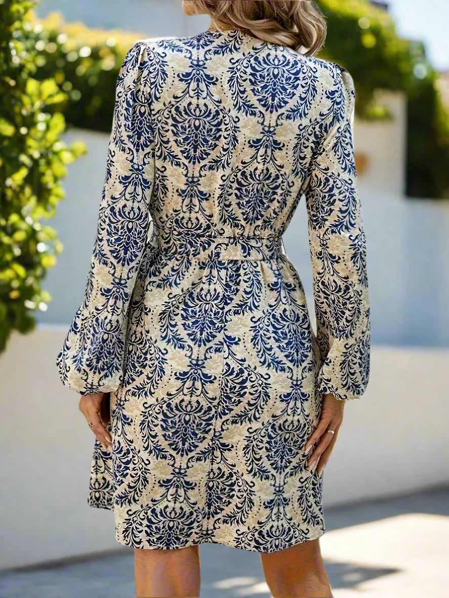 Blumiges Boho Sommerkleid mit Laternenärmeln Damen Minikleid