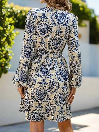 Blumiges Boho Sommerkleid mit Laternenärmeln Damen Minikleid