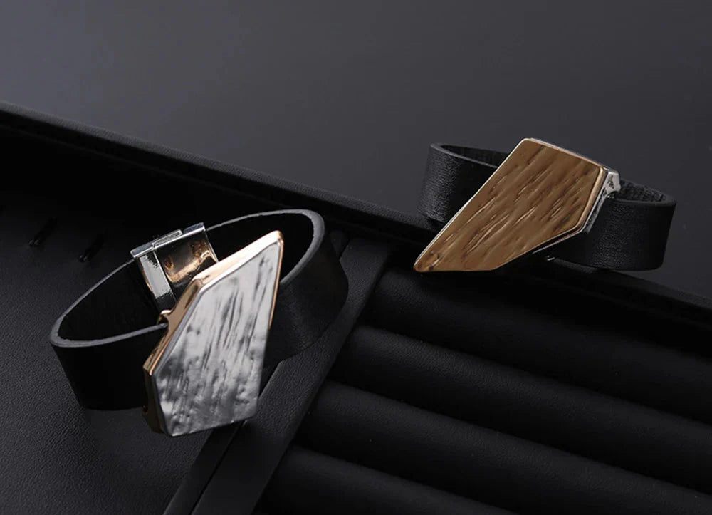 Geometrisches Damen Armreif Vintage Punk Style mit Magnetverschluss