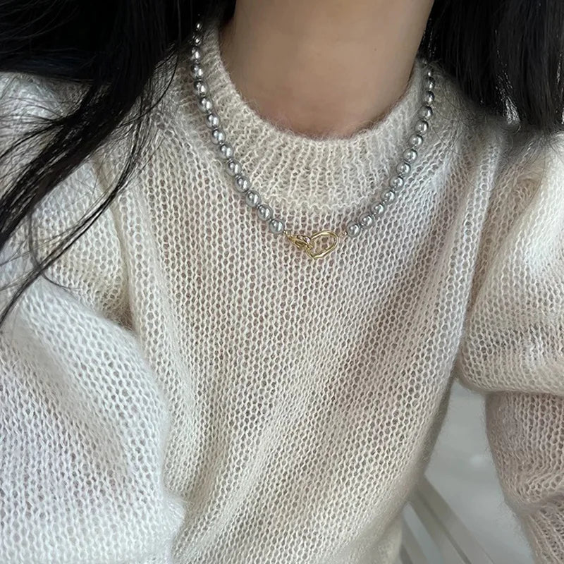 Elegante Vintage Perlen Damen Halskette mit Quaste