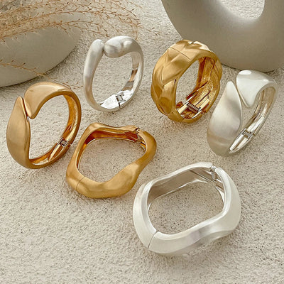 Stilvolle Vintage Damen Armreif Geometrisch Golden Silber