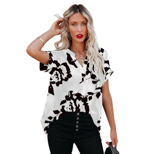 Elegante Damen Chiffon Kurzarm Bluse