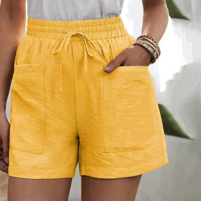 Damen Leinen-Shorts mit hoher Taille und Kordelzug – luftig für den Sommer