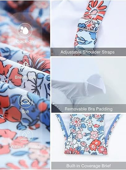 Kate | Damen Vintage Bauchkontroll-Zweiteiler Tankini Badeanzug