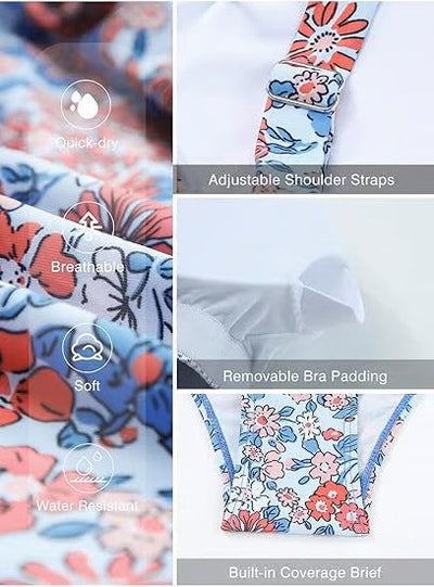 Kate | Damen Vintage Bauchkontroll-Zweiteiler Tankini Badeanzug