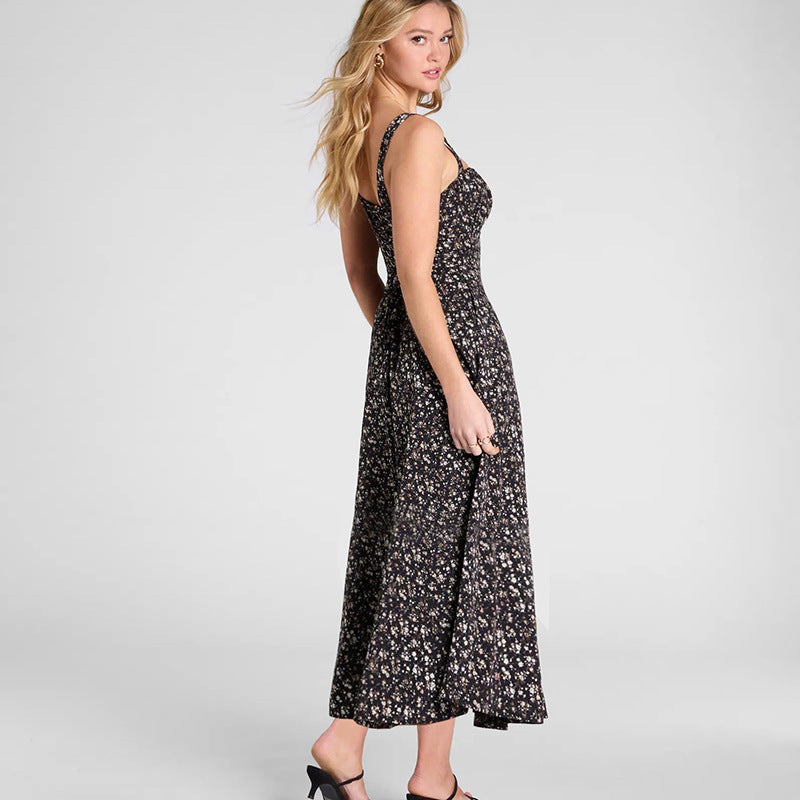 Freya | Langes Blumenkleid mit Trägern