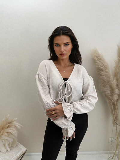 Musselin Schleifen Bluse