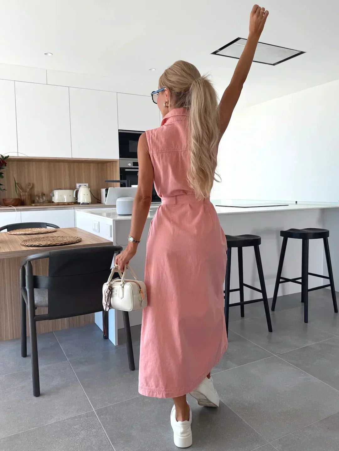 Hanna | Ärmelloses langes Jeanskleid