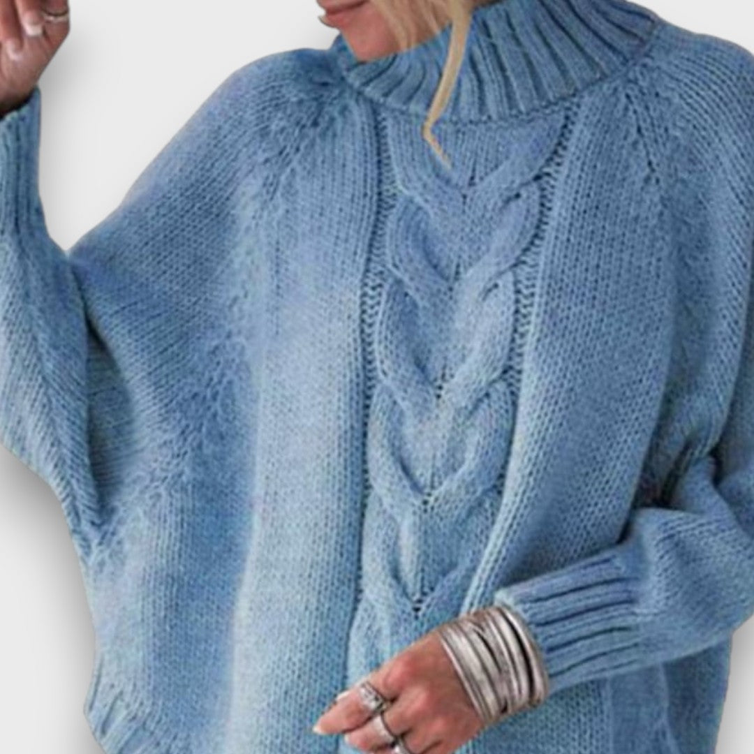 Leandra – Klassischer Rollkragenpullover mit Zopfmuster