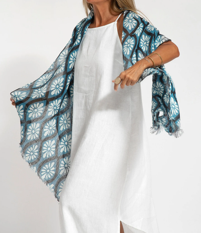 Langes ärmelloses Abendkleid aus Baumwolle-Leinen-Mix - Julia