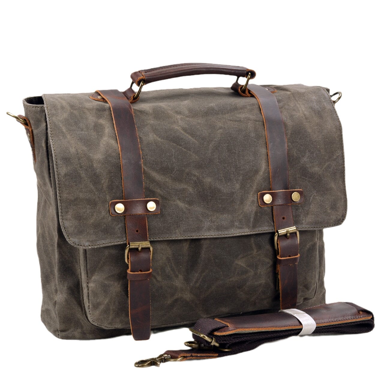 Bruges Messenger Bag – Robuste Canvas & Crazy Horse Leder Schultertasche mit Laptopfach