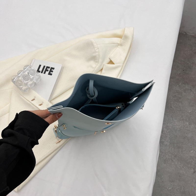 Vintage Damen Schultertasche – Vegan Leder mit Pouch & Canvas Gurt