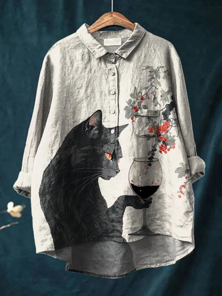 Thalia™ – Künstlerisches T-Shirt mit Katzen-Print