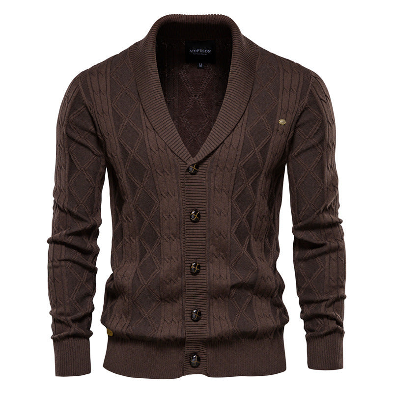OLIVIERO™ Herren Baumwoll-Cardigan mit Geflochtenem Design und Knopfverschluss