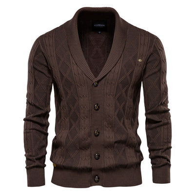 OLIVIERO™ Herren Baumwoll-Cardigan mit Geflochtenem Design und Knopfverschluss