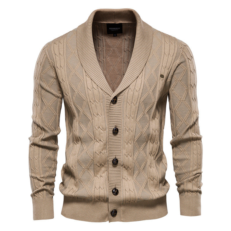 OLIVIERO™ Herren Baumwoll-Cardigan mit Geflochtenem Design und Knopfverschluss