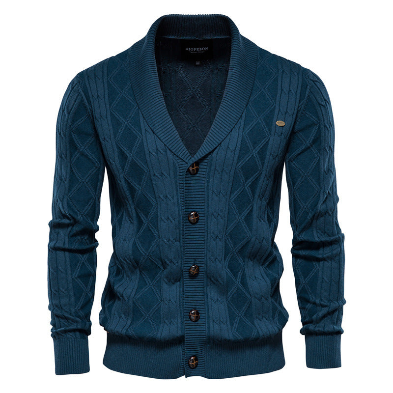 OLIVIERO™ Herren Baumwoll-Cardigan mit Geflochtenem Design und Knopfverschluss