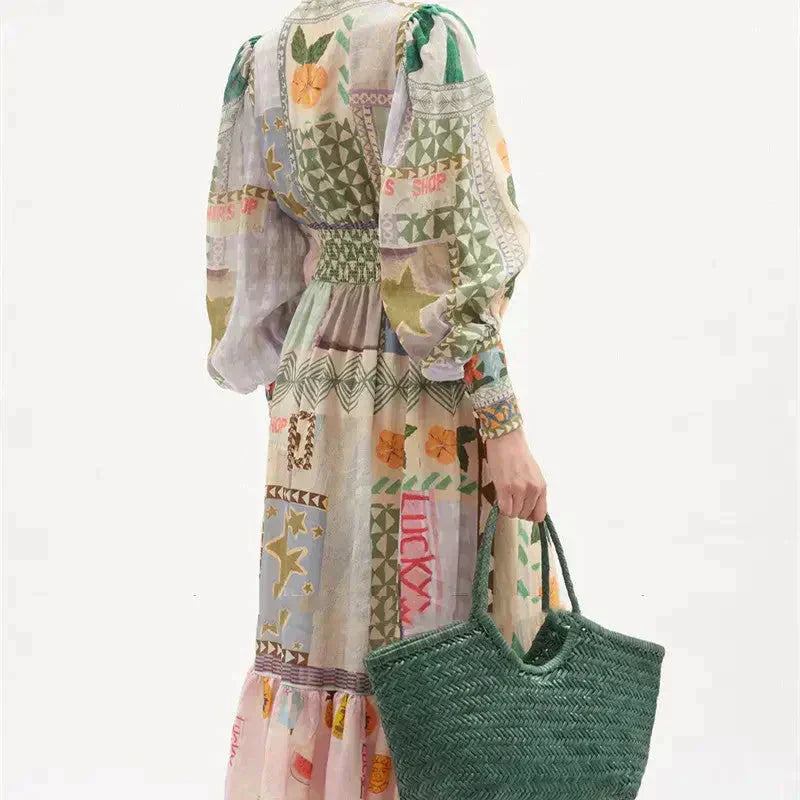 Böhmisches Maxikleid mit Patchwork- Clara