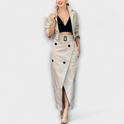 Lyra- Elegante Jacke Midi-Rock mit Taschen