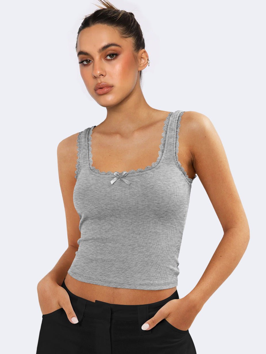 Lea | Romantisches Ripp-Tanktop mit Spitzenbesatz