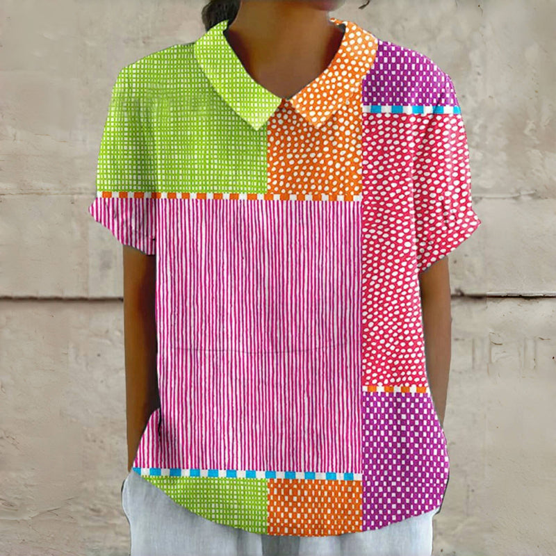 Nasha | Vintage Bluse mit Farbblöcken