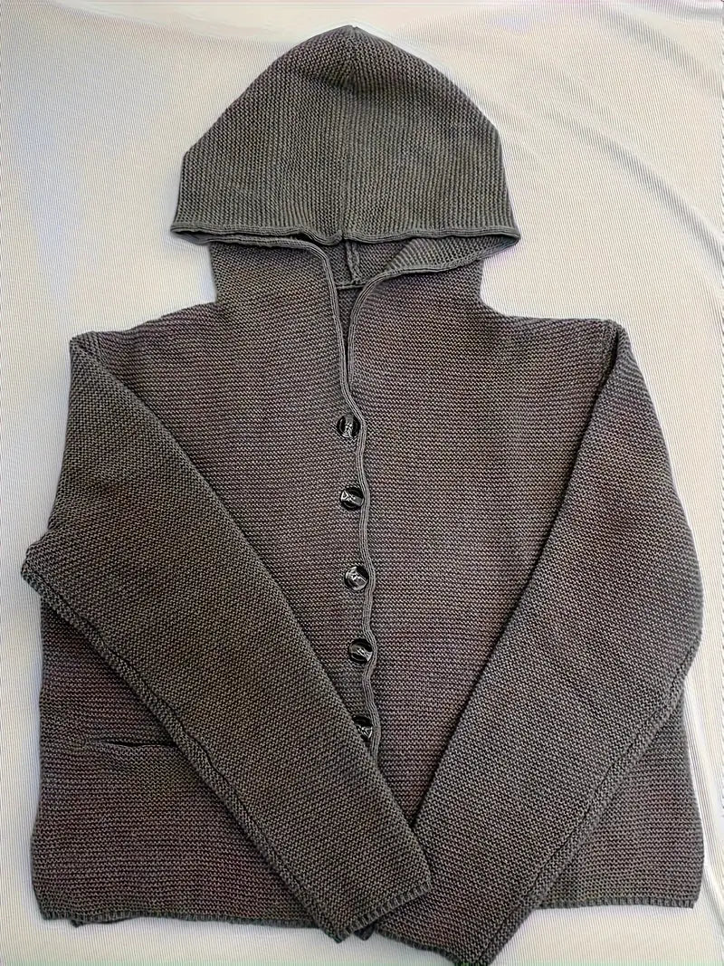 Briselda – Eleganter Strickjacke Mit Langen Ärmeln Und Kapuze