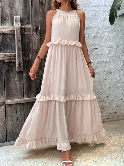Boho Maxikleid mit Volants & Neckholder-Ausschnitt – Sommerlich & Feminin