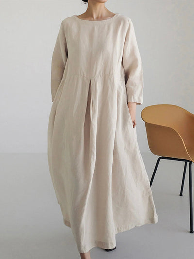 Gemütliches Leinenkleid mit praktischen Seitentaschen –Lena