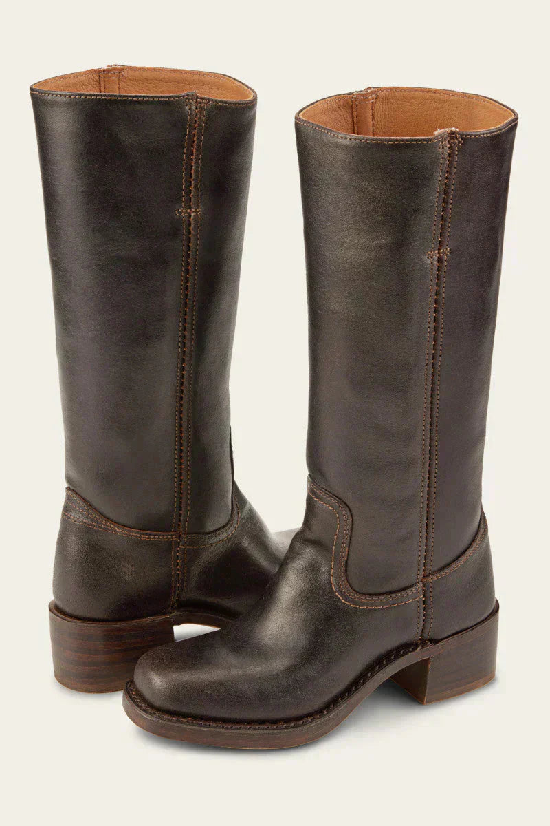 Damen-Lederstiefel im Westernstil mit Blockabsatz