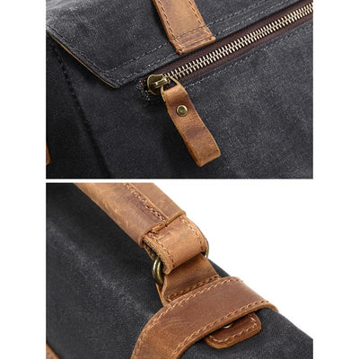 Mokalo™ Messenger Bag Aus Gewachstem Canvas & Leder – Unisex Umhängetasche Für Laptop & Alltag