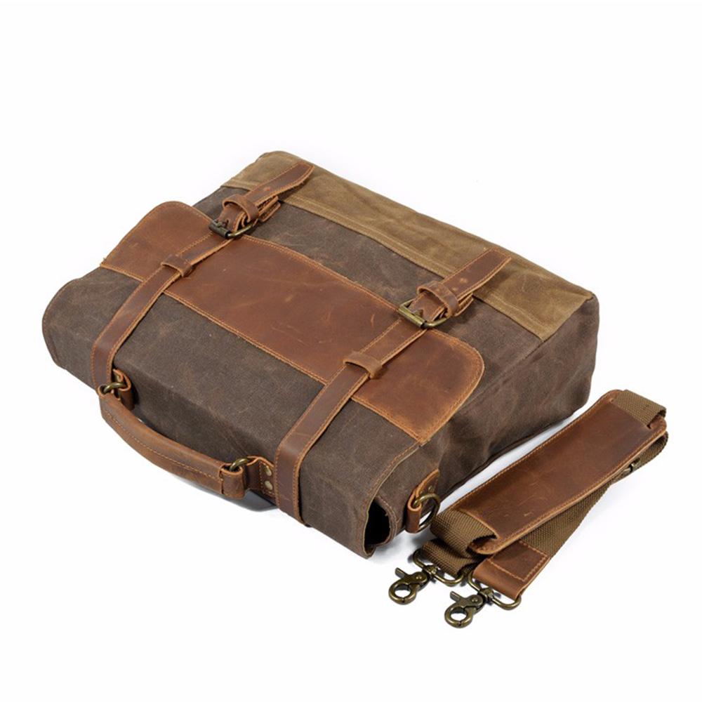 Mokalo™ Messenger Bag Aus Gewachstem Canvas & Leder – Unisex Umhängetasche Für Laptop & Alltag