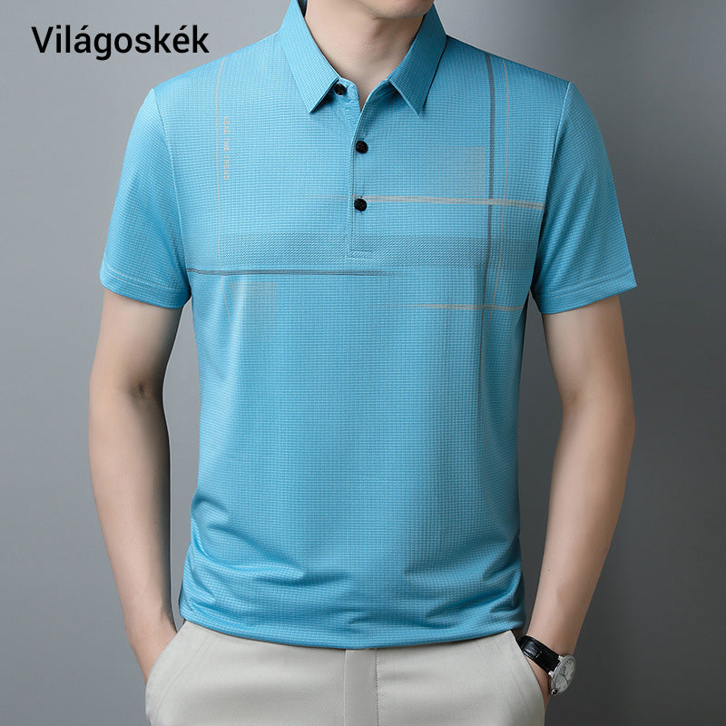 🌞👕Férfi laza hűvös légáteresztő hajtókás póló