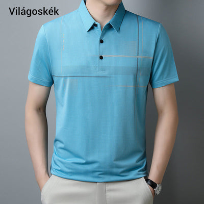 🌞👕Férfi laza hűvös légáteresztő hajtókás póló