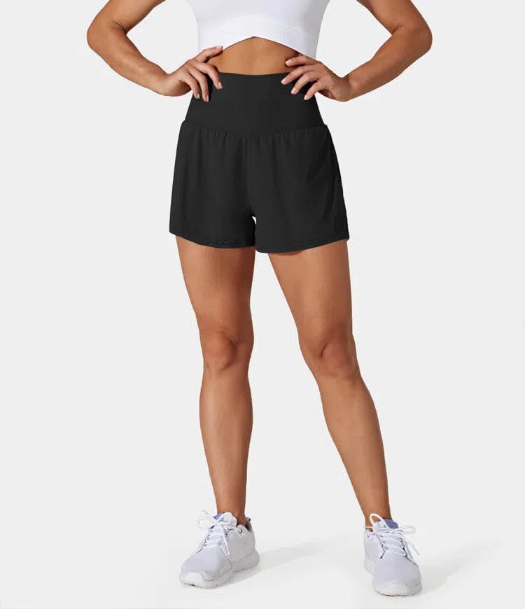 Laurel |  2-in-1-Yogashorts mit hoher Taille und Seitentaschen