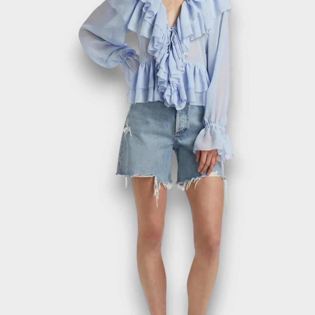 Elorie – Verspielte Volantbluse mit Retro-Flair