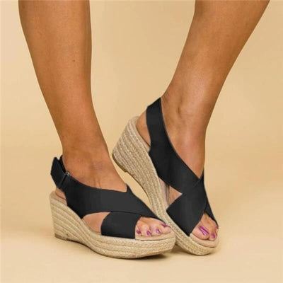 Vegan‑Leder Espadrille Sandalen mit Unterstützend Komfort