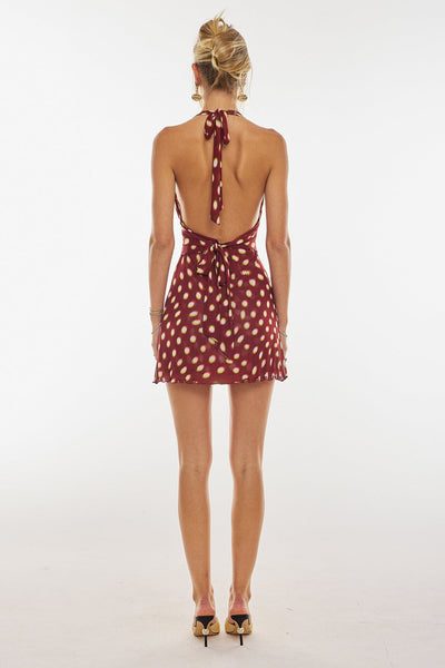 Kaylie | Minikleid mit Punktenprint und freiem Rücken