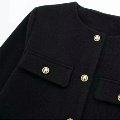 Damen Kurzjacke mit Knopfdetails und geradem Schnitt