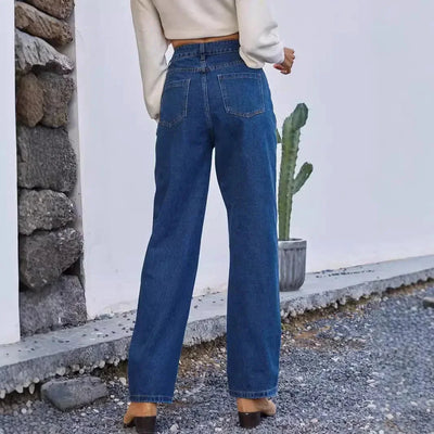 Damen Jeans im Mom-Style in Dunkelblau